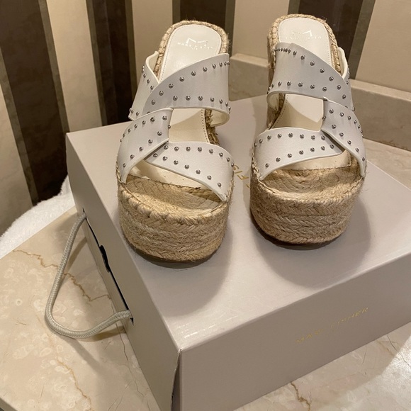Shoes Marc Fisher Angelina Ivory Leather Shoe Grt Condition Silver